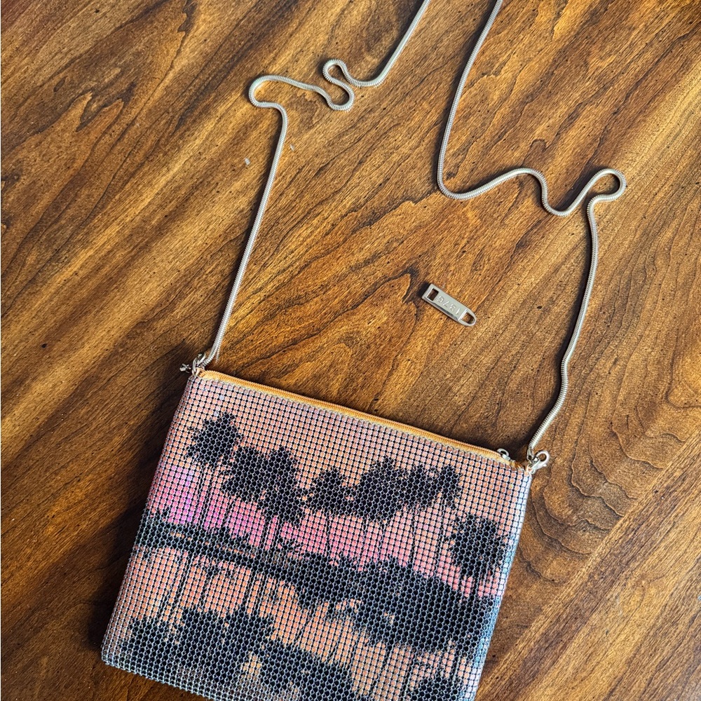 WHITING & DAVIS rare Mesh Evening Bag with Palm Trees Design
